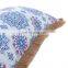 Factory Supply Waterproof Durable Blue Comfort Classics Flower Screen Printing Outdoor Pillows With Jute Fringes