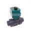 UPVC double union thread DC24V CR04 spring return normally close motorized  solenoid PVC plastic valve