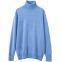 Blue Color Soft Turtleneck Cashmere Sweater for Mens Pure Cashmere Sweater Loose Style Pullover