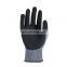15G Super thin Cut-resistant Liner with Black Foam Sandy Nitrile Coating Gloves ANSI A5
