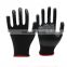 Customize factory cheaper nylon dipped working strong black nitrile coated safety work gloves