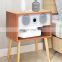 Smart Speaker Wireless Charge Bedside Table Curved Edge Light Round Modern Brown Storage Night Stand Bedside Table