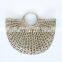 Half Moon Straw Round Handles Bag Seagrass Handbag 100% Nature Straw Woven Tote Bag