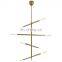 Nordic room round modern  black gold luxury led pendant light luxurious brass metal crystal chandelier