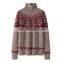 Custom Knit Mock Neck Cashmere Wool Blend Sweater Winter Retro Jacquard Front Logo Casual Style OEM Service Available