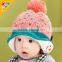2015 Winter Newest Small Heart Knitting Baby Kids Earflap Pompom Caps and Hats