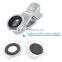 3 in 1 magnetic Fish Eye Macro Wide Angle Mobile Camera lens for iPhone, camera lens cover for mobile phone