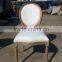 Wooden antique white fabric oval back wedding event chair for sale