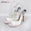 Wholesale OEM white satin wedding shoes open toe slingback bridal shoes