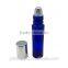 10ml Blue Glass Roller Bottles With Metal Roll On Inserts & Silver Caps