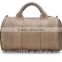 New Design Women's Leather Travel Bag,cylindrical brown duffle bag