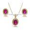 Hot Sale Wholesales Fashionable 18K Gold Plated Alloy Rhinestone Jewelry Set