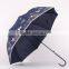 23 Inch Stick Crook Handle Silk Print Lady Umbrellas