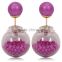 2016 New style hot selling hourglass shape double imitation pearl two ball stud earrings