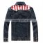 2015 New American flag jeans jacket for men Fashion motorcycle jeans coat(JXW811)