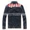 2015 New American Flag Jeans Jacket for Men Fashion Motorcycle Jeans Coat(JXW811)