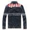 2015 New American flag jeans jacket for men Fashion motorcycle jeans coat(JXW811)