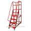 Knock Down Steel Movable Climbing Step Ladder Trolley