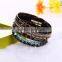 New Fashion Jewelry Woman Magnetic Clasp Leather Crystal Stones Bracelet