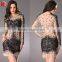 Hot selling charming beaded sexy long sleeve round neck sparkle short homecoming dress