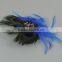 Blue peacock feather hair button party headwear