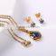 No.1 sale superior quality blue crystal gold plated fancy earrings and necklace