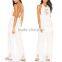 Garment Factory Lady Long Romper Cut Out Backless Halter White Lace Jumpsuits