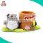 Wholesale custom bear soft plush pen holder cute animal school pen pot