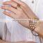 Summer Fashion Women Simple gold Chain Slave Bangle Hand Harness Bracelets Bracelet Finger Ring