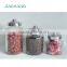 Stripe Design Home Storage Cylinder Glass Cans With Easy Open Lid