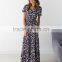 long t-shirt dress v-neck Tie Waist 3 Tiered Ruffle Maxi Dress latest casual dress designs