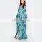 Maternity printed maxi long sleeve maternity dress for muslim with wrap front