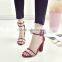 B22422A Ladies plus size High-end Suede hollow buckle high-heeled sandals