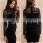 B33748A Autumn korea fashion ladies sheer lace elegant formal dress