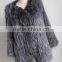 YR634 New Arrival Hot Sale Fashion Women Natural Color Silver Fox Fur Coat