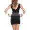 2016 In stock no MOQ new fashion wholesale no sleeve black digital print dress