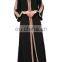 Muslim Islamic Long Sleeve Black/Beige Color Jacket Style Abaya(MQ17060301)