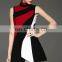 Ladies' sleeveless new fashion dress 2016 contrasting color dress