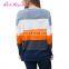 Wholesale Long Sleeve Color Block Pocket Loose Women Sweater Ffor Winter