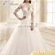 New style custom made elegant white V neckline simple long sleeve bride wedding dress