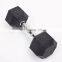 Wholesale Competitive Price 10Kg Dumbbell Set Black Rubber Hex Dumbbell