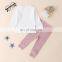 Baby Spring Autumn Clothing Infant Baby Solid Color Tops shirt Long Pants 2Pcs clothes Set Ribbed striped Tracksuit Outfit