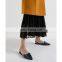 Women wholesale design multi color zip detail pointed toe textured sling back flat sandals shoes (sandalias mujer)