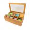 Hot Sale Natural Bamboo 8 Compartment Tea Bag Storage Box Tea Bag Storage Organizer Boxes For Tea