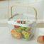 New Manufacture Hot Selling Popular Metal Wire Iron Black Picnic Fruit Basket With Wood Handle Kitchen Home Storage Basket