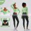 Ribbed Custom Semi Fixed Cups Yoga Crop Tops Long Sleeve High Impact Women Sports Bras