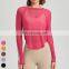 Breathable Quick Dry Gym Fitness Running Tshirt Sports Tops Long Sleeve Mesh Lightweight Yoga T-Shirt Blouse For Women