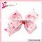 Valentines day pink heart grosgrain ribbon bow hair accessories vintage hair bow clips (QRJ-0024)