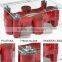 Living room furniture RB-308 new transparent glass&pu rectangular coffee table with small stool