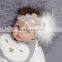 Newborn Baby Kids Pearl Diamond feather Headband Photo Props crystal Hair Band wh-1770